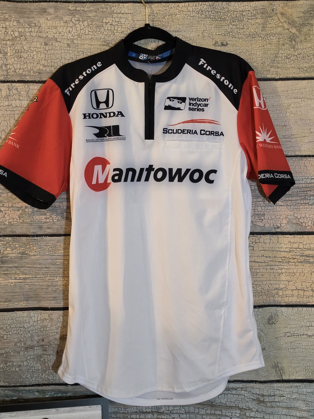 White and Red Graham Rahal Racing Shirt with Honda & Scuderia Corsa Logos